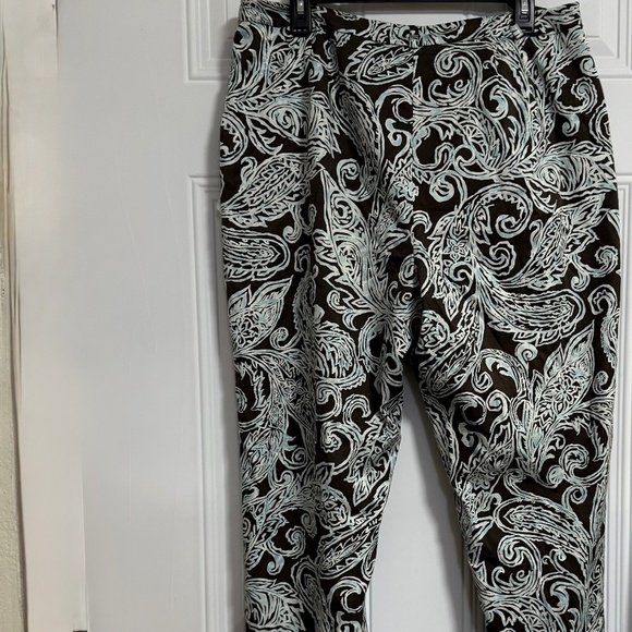 Talbots Stretch Straight Leg Pants SZ 18 Casual Office Teal Brown - Picture 1 of 5